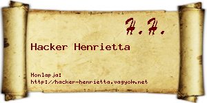 Hacker Henrietta névjegykártya